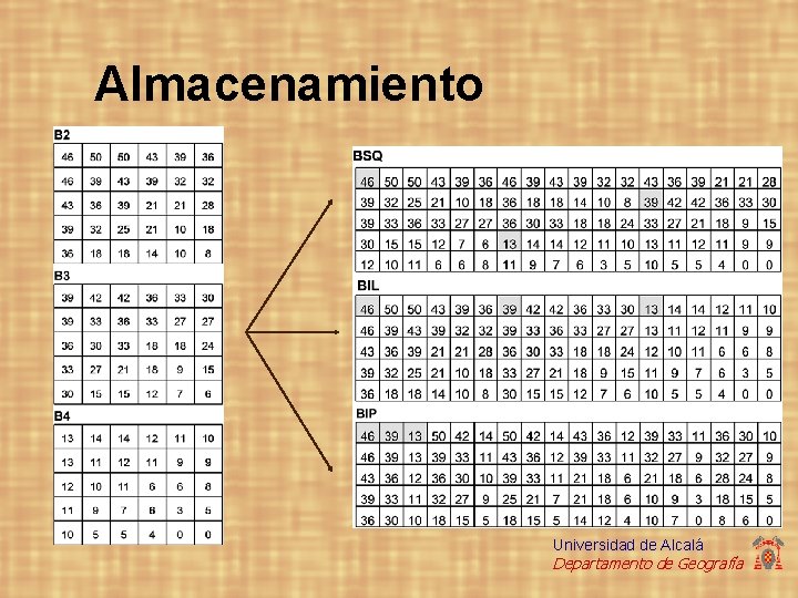 Almacenamiento Universidad de Alcalá Departamento de Geografía Almacenamiento Universidad de Alcalá Departamento de Geografía