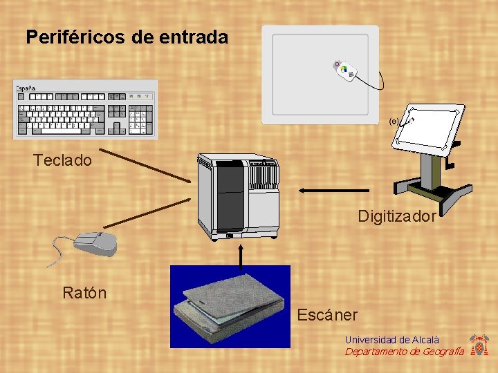 Periféricos de entrada Teclado Digitizador Ratón Escáner Universidad de Alcalá Departamento de Geografía 