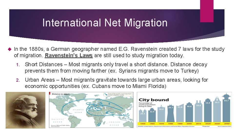 International Net Migration In the 1880 s, a German geographer named E. G. Ravenstein International Net Migration In the 1880 s, a German geographer named E. G. Ravenstein