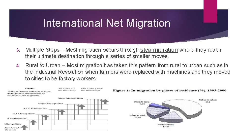 International Net Migration 3. Multiple Steps – Most migration occurs through step migration where International Net Migration 3. Multiple Steps – Most migration occurs through step migration where
