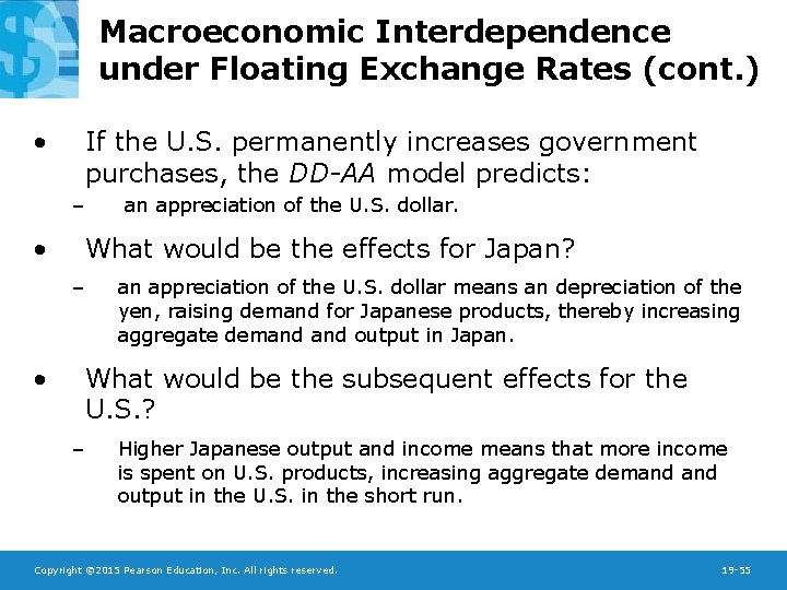 Macroeconomic Interdependence under Floating Exchange Rates (cont. ) • If the U. S. permanently