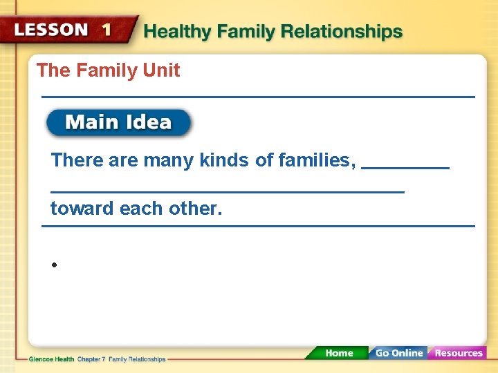 The Family Unit There are many kinds of families, toward each other. • 