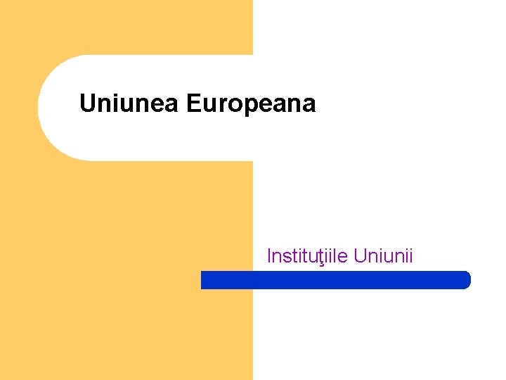 Uniunea Europeana Instituţiile Uniunii 