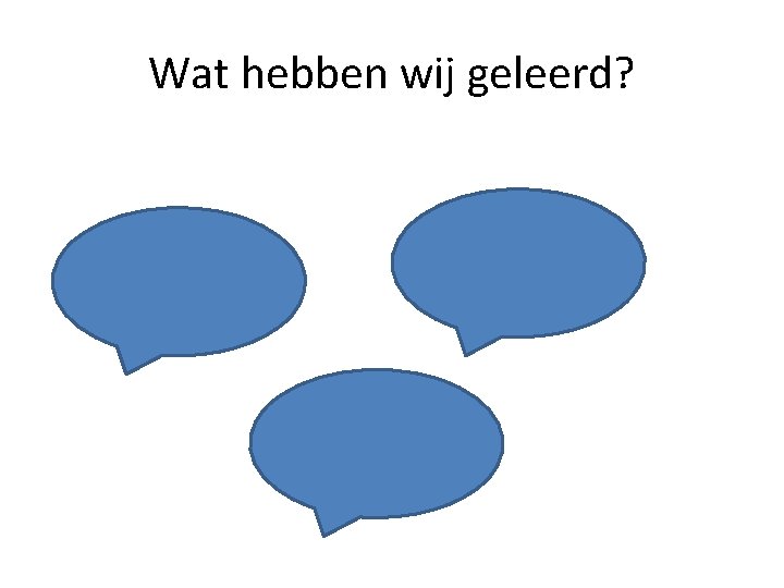 Wat hebben wij geleerd? 