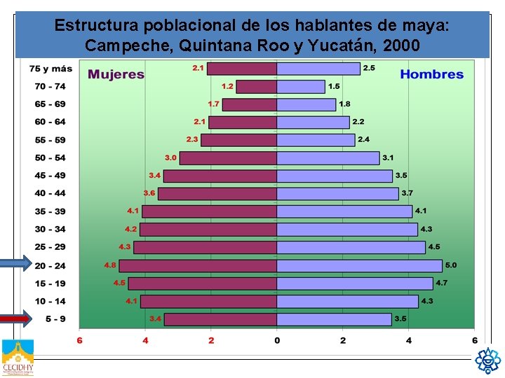 Estructura poblacional de los hablantes de maya: Campeche, Quintana Roo y Yucatán, 2000 