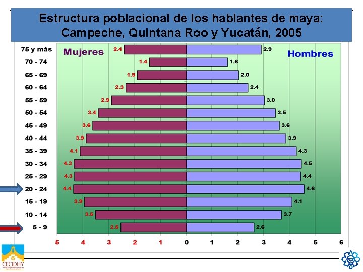 Estructura poblacional de los hablantes de maya: Campeche, Quintana Roo y Yucatán, 2005 