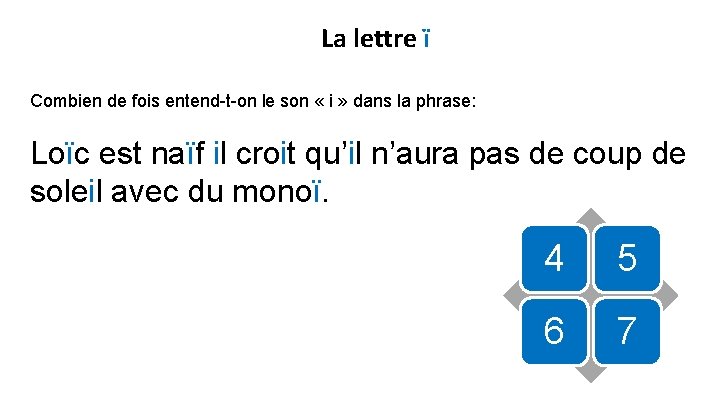 La lettre ï Combien de fois entend-t-on le son « i » dans la