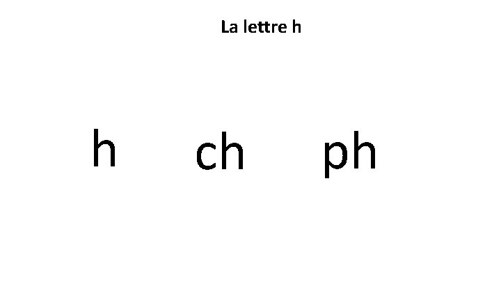 La lettre h h ch ph 