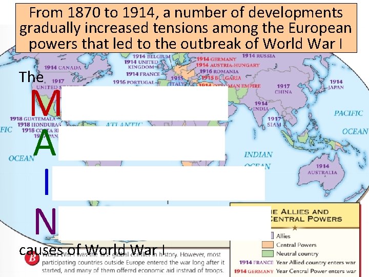 From 1870 to 1914, a number of developments gradually increased tensions among the European