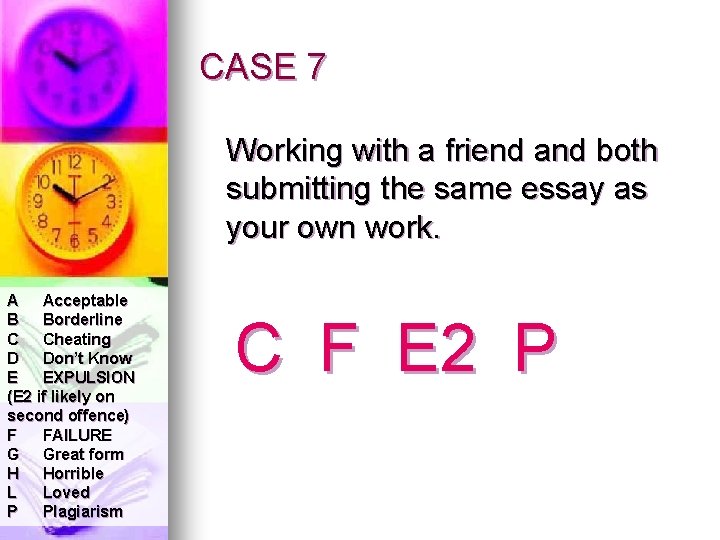 CASE 7 Working with a friend and both submitting the same essay as your