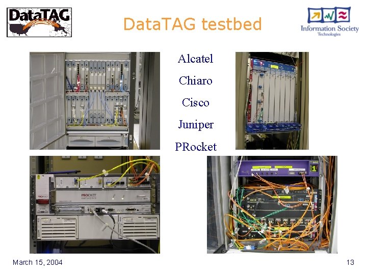 Data. TAG testbed Alcatel Chiaro Cisco Juniper PRocket March 15, 2004 13 Final Data.