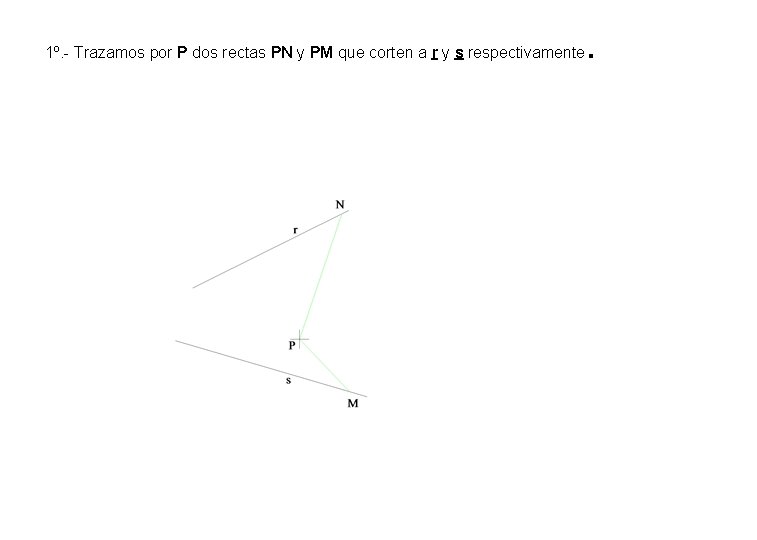 1º. - Trazamos por P dos rectas PN y PM que corten a r