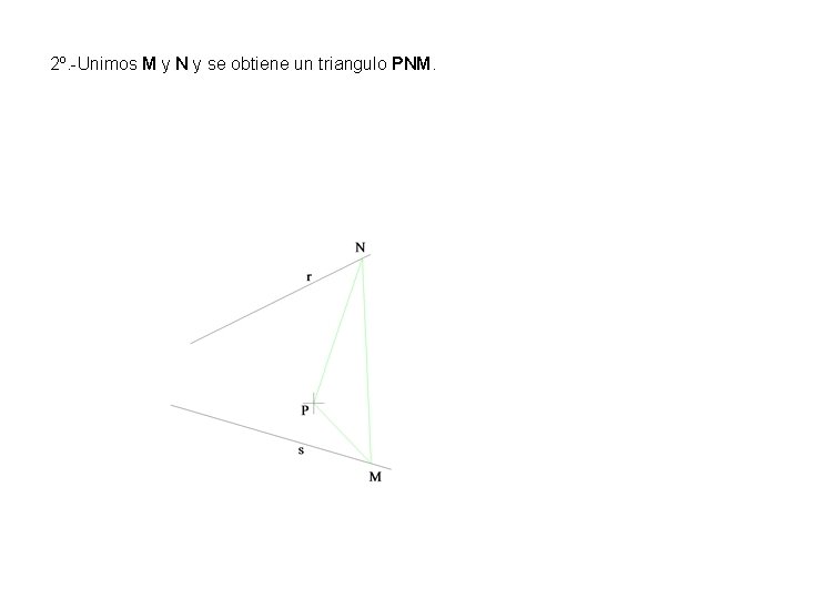 2º. -Unimos M y N y se obtiene un triangulo PNM. 