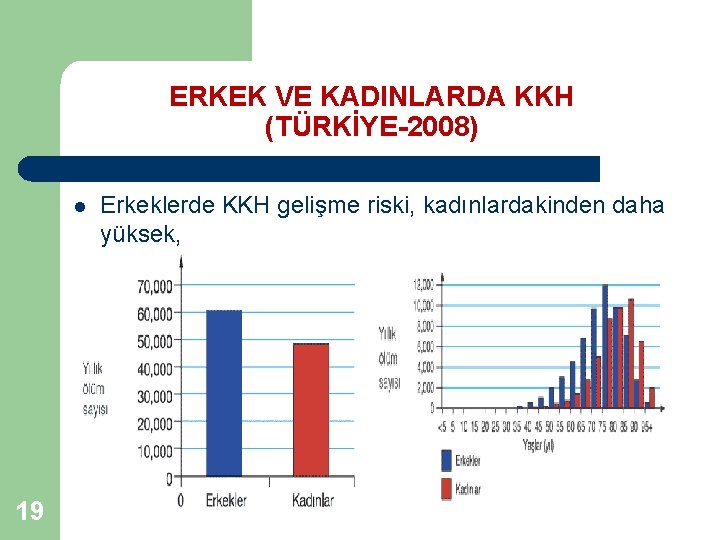 ERKEK VE KADINLARDA KKH (TÜRKİYE-2008) l 19 Erkeklerde KKH gelişme riski, kadınlardakinden daha yüksek,