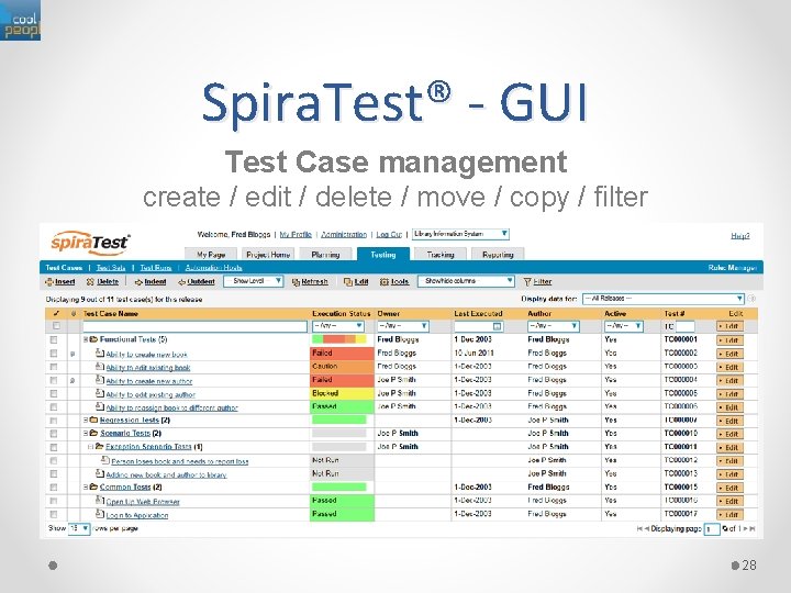 Spira. Test® - GUI Test Case management create / edit / delete / move