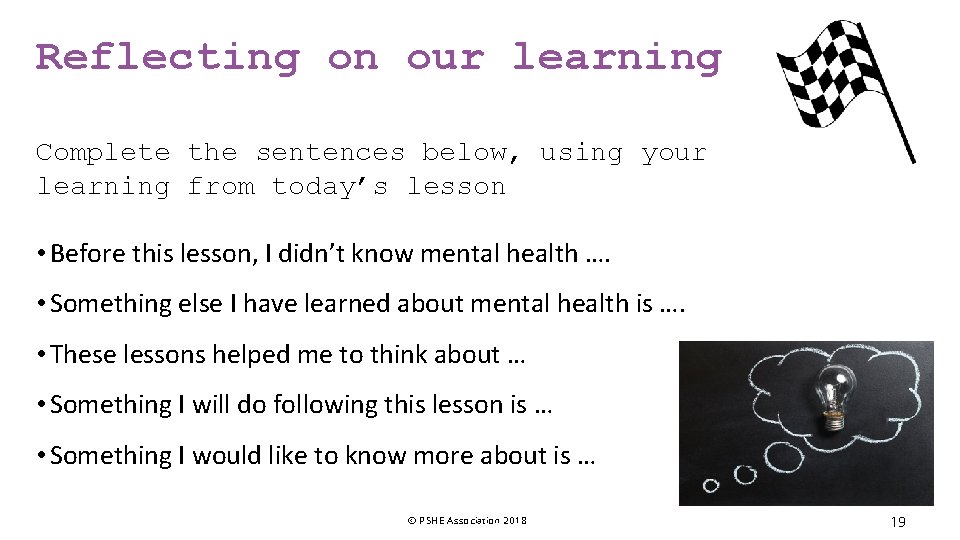 Reflecting on our learning Complete the sentences below, using your learning from today’s lesson