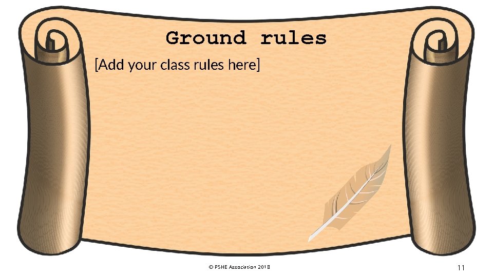 Ground rules [Add your class rules here] © PSHE Association 2018 11 