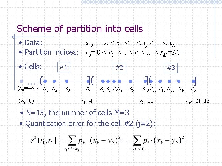 Scheme of partition into cells • Data: x 0= < x 1 <. . Scheme of partition into cells • Data: x 0= < x 1 <. .