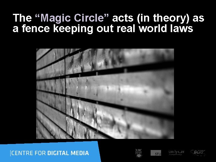 The “Magic Circle” acts (in theory) as a fence keeping out real world laws
