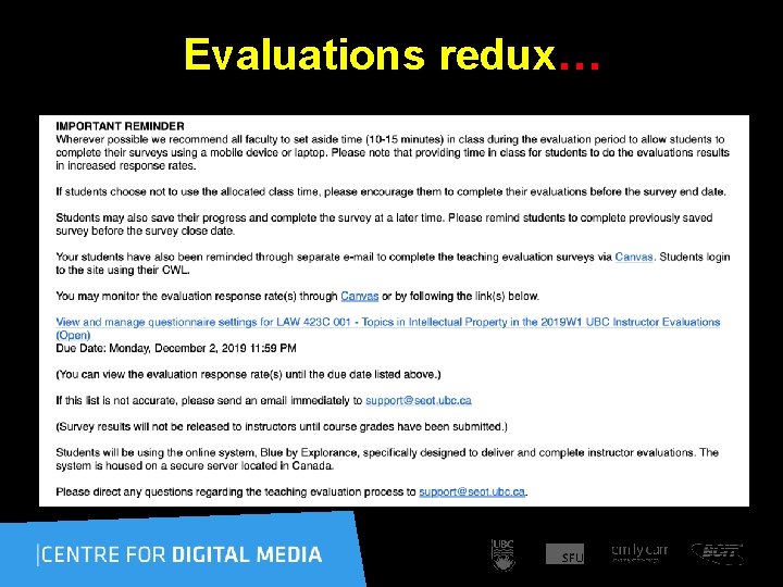 Evaluations redux… 