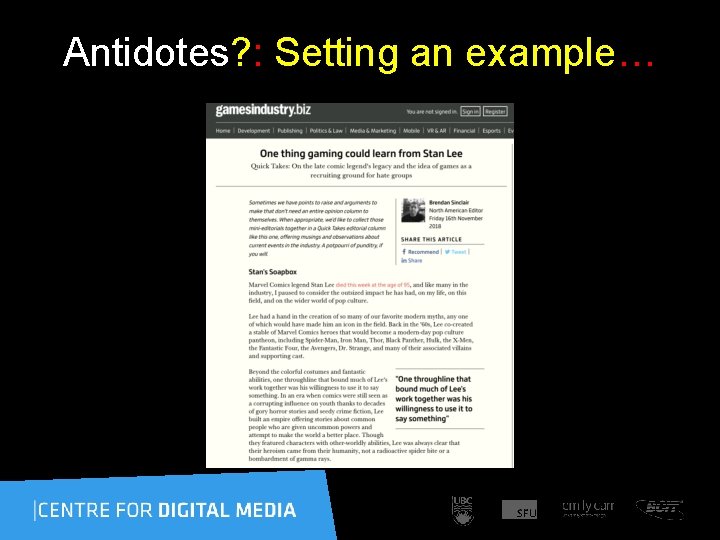 Antidotes? : Setting an example… 