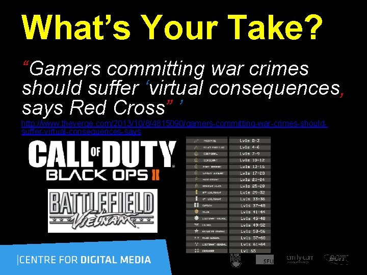 What’s Your Take? “Gamers committing war crimes should suffer ‘virtual consequences, says Red Cross”