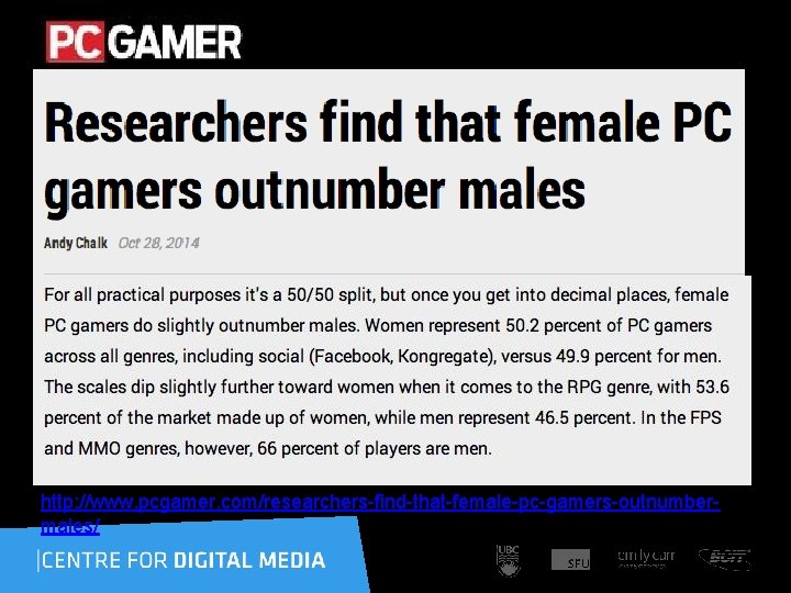 http: //www. pcgamer. com/researchers-find-that-female-pc-gamers-outnumbermales/ 