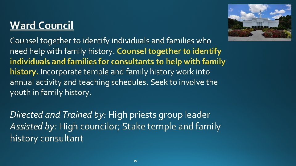 Ward Council Counsel together to identify individuals and families who need help with family Ward Council Counsel together to identify individuals and families who need help with family