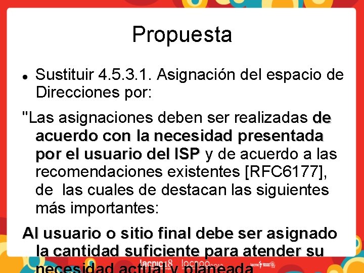 Propuesta Sustituir 4. 5. 3. 1. Asignación del espacio de Direcciones por: "Las asignaciones