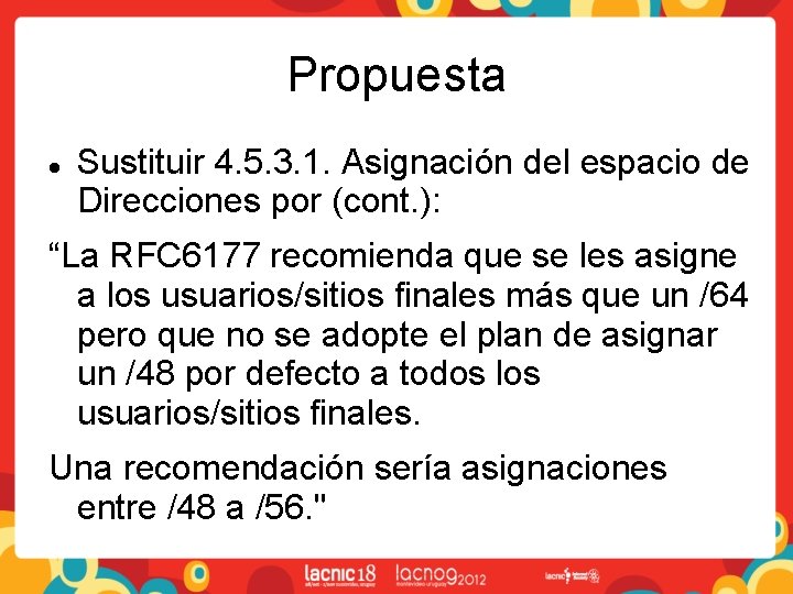 Propuesta Sustituir 4. 5. 3. 1. Asignación del espacio de Direcciones por (cont. ):