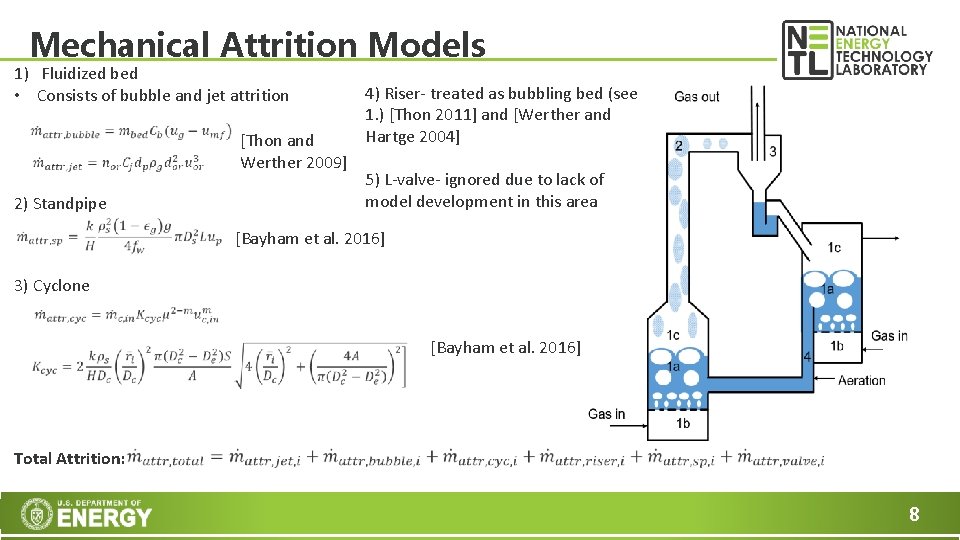 Mechanical Attrition Models 1) Fluidized bed • Consists of bubble and jet attrition 2)