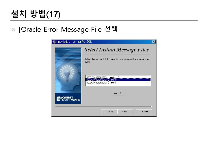 설치 방법(17) [Oracle Error Message File 선택] 