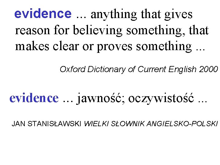 evidence. . . anything that gives reason for believing something, that makes clear or