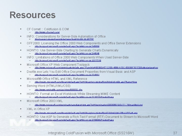 Resources § CF Comet : : Coldfusion & COM § INFO: Considerations for Server-Side