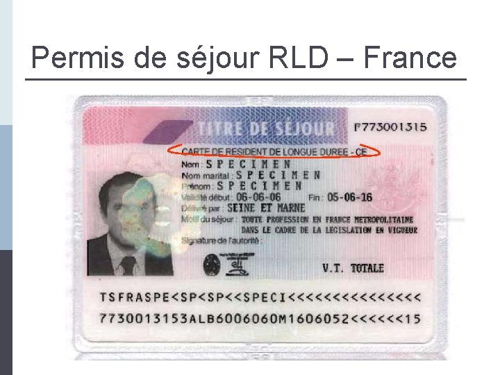 Permis de séjour RLD – France 