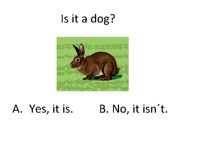 Is it a dog? A. Yes, it is. B. No, it isn´t. 