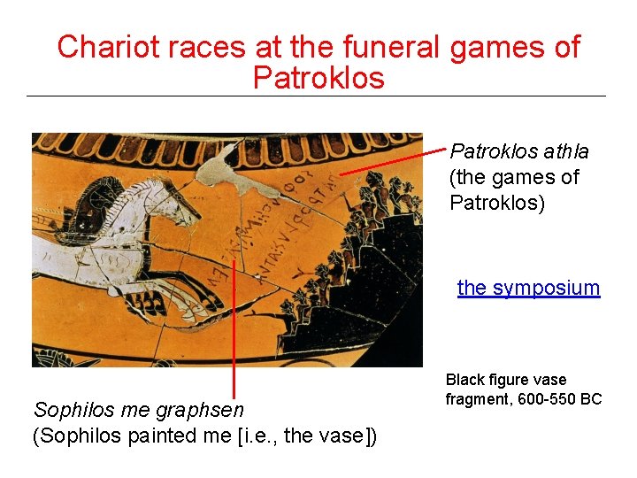 Chariot races at the funeral games of Patroklos athla (the games of Patroklos) the