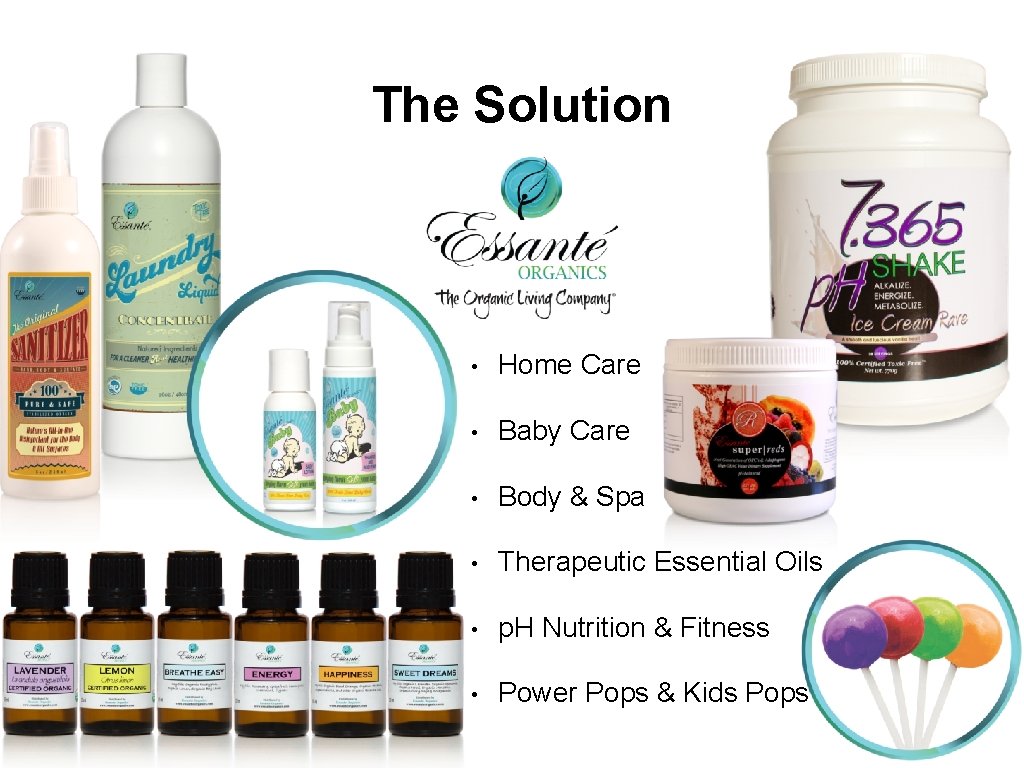 The Solution • Home Care • Baby Care • Body & Spa • Therapeutic