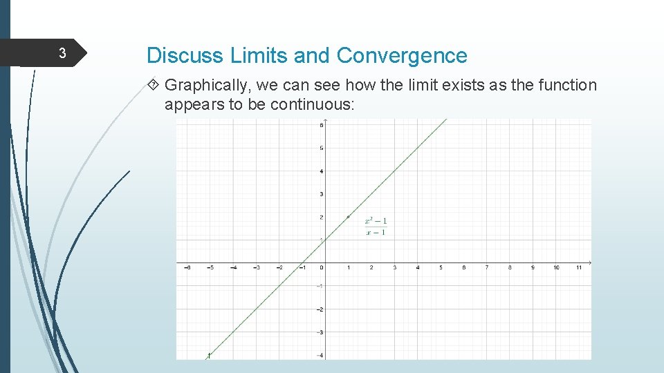 3 Discuss Limits and Convergence Graphically, we can see how the limit exists as