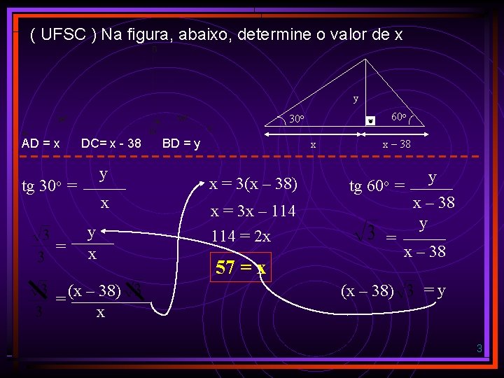 ( UFSC ) Na figura, abaixo, determine o valor de x y 60 o ( UFSC ) Na figura, abaixo, determine o valor de x y 60 o