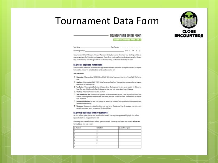 Tournament Data Form 