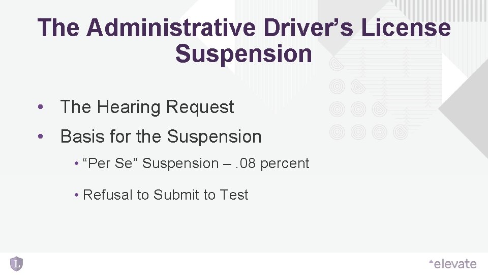 The Administrative Driver’s License Suspension • The Hearing Request • Basis for the Suspension