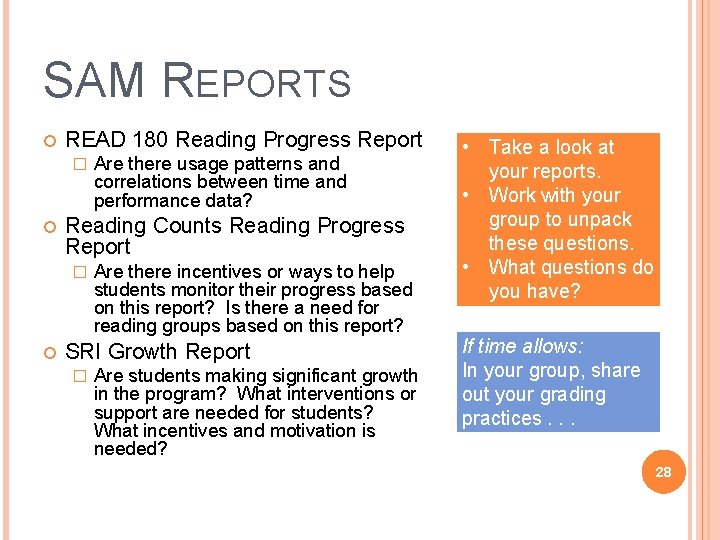 SAM REPORTS READ 180 Reading Progress Report � Reading Counts Reading Progress Report �