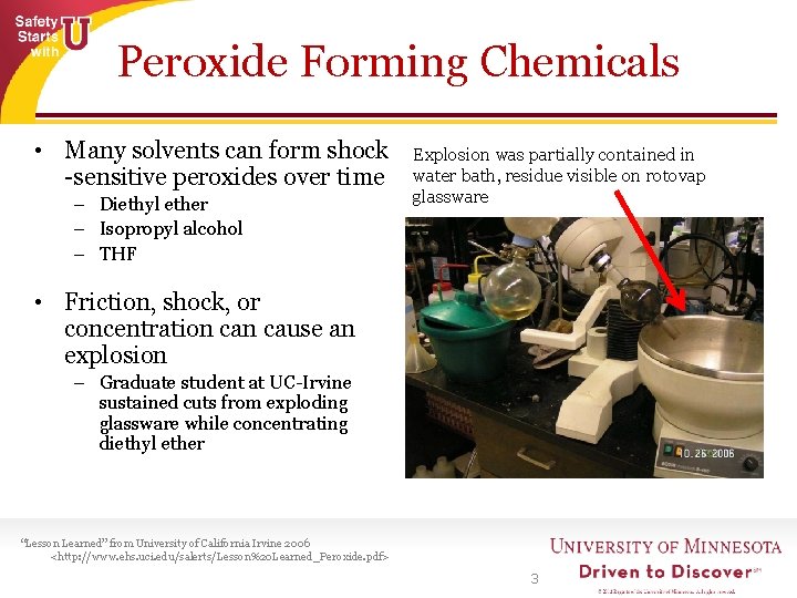 Peroxide Forming Chemicals • Many solvents can form shock -sensitive peroxides over time –