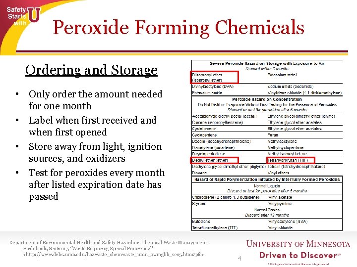 Peroxide Forming Chemicals Ordering and Storage • Only order the amount needed for one