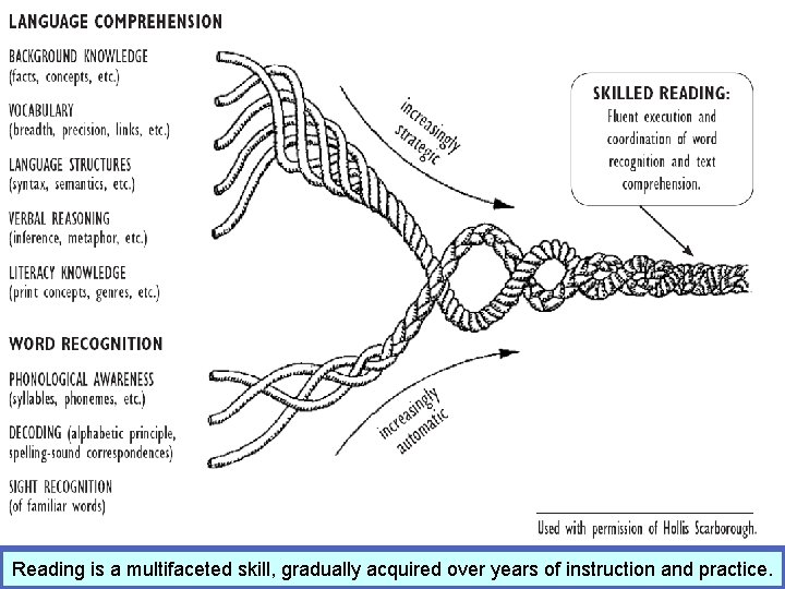 Reading is a multifaceted skill, gradually acquired over years of instruction and practice. 