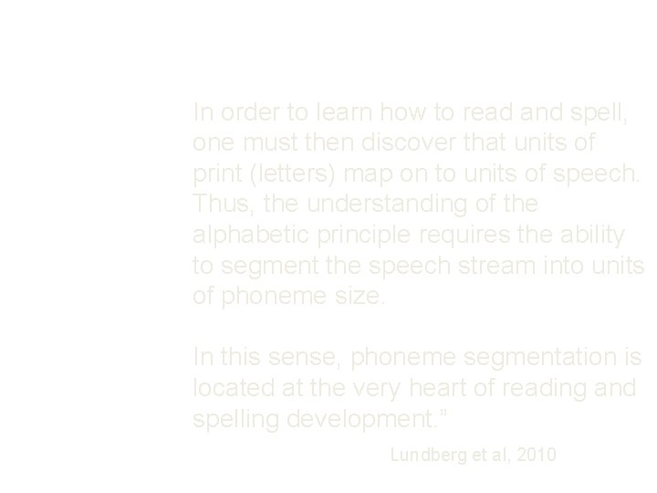 In order to learn how to read and spell, one must then discover that In order to learn how to read and spell, one must then discover that