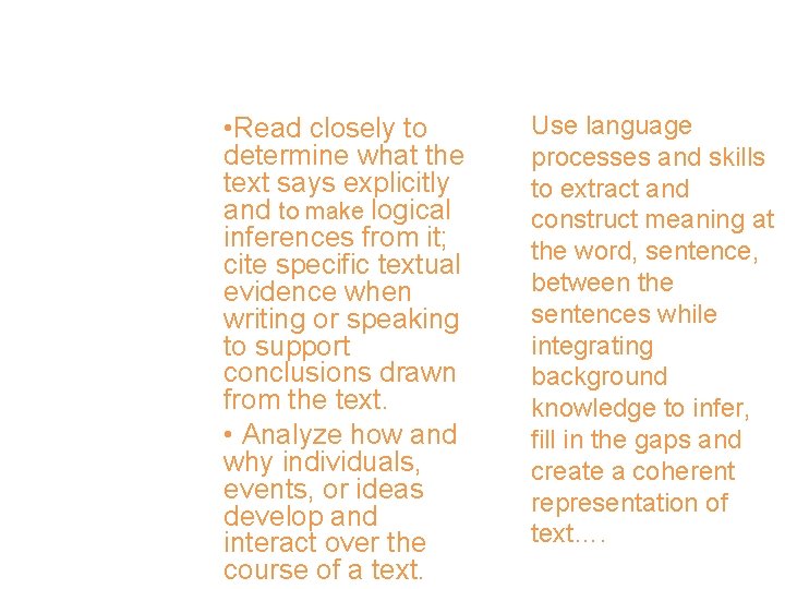 CCSS and the Proficient Reader • Read closely to determine what the text says