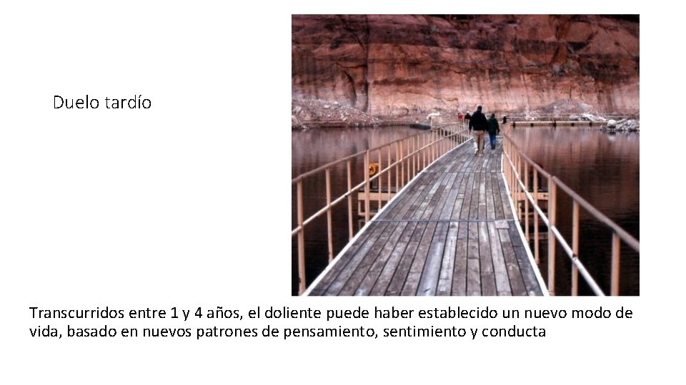 Duelo tardío Transcurridos entre 1 y 4 años, el doliente puede haber establecido un