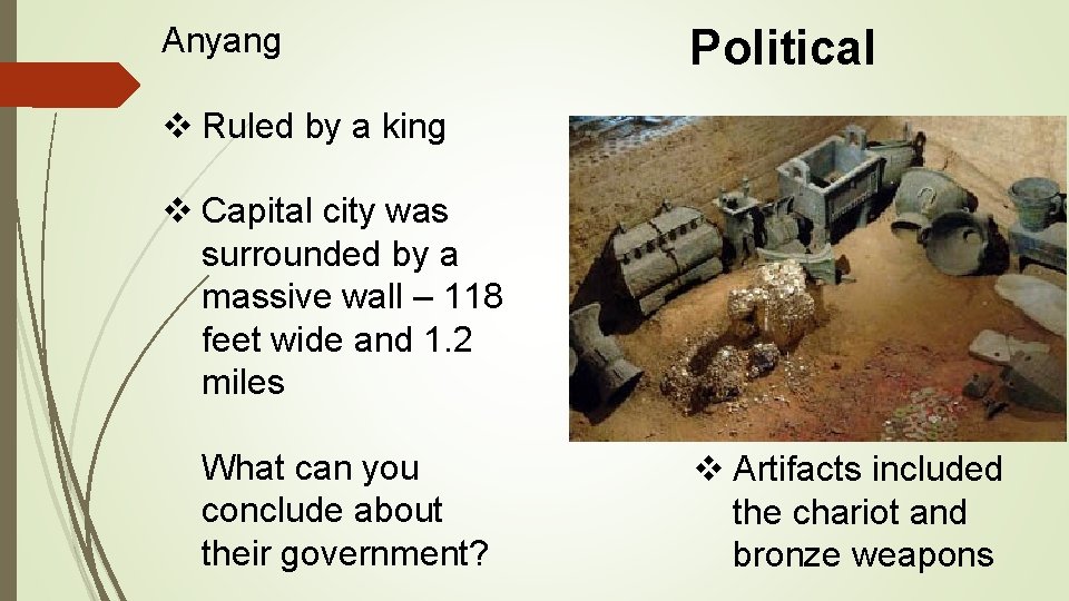 Anyang Political v Ruled by a king v Capital city was surrounded by a